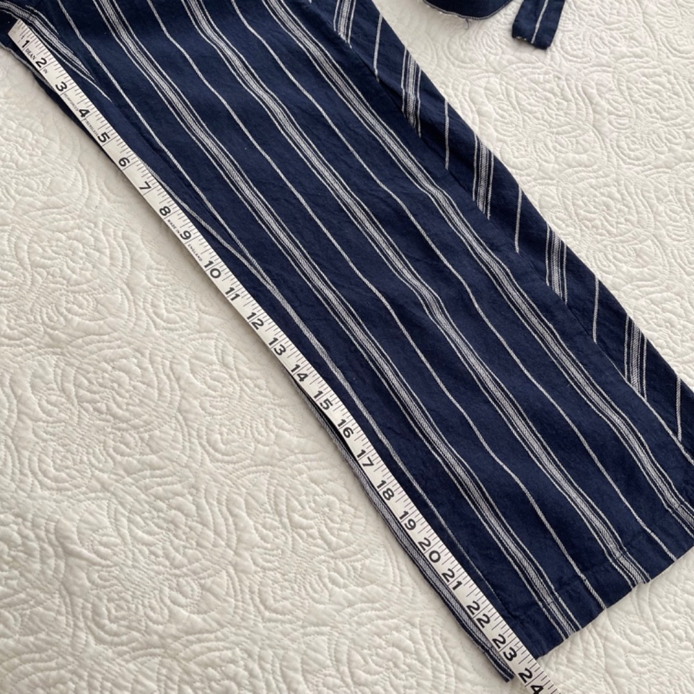 Laundry by Shelli Segal Jumpsuit Linen Blend Blue Striped Size 2 - Picture 9 of 12